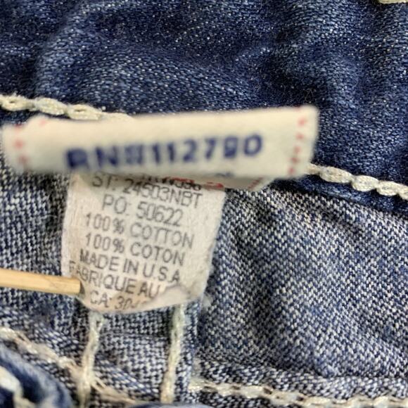 True Religion Women's Cuf Off Jean Shorts Distressed Frayed Hem Sz 27 Barneys - Picture 9 of 13